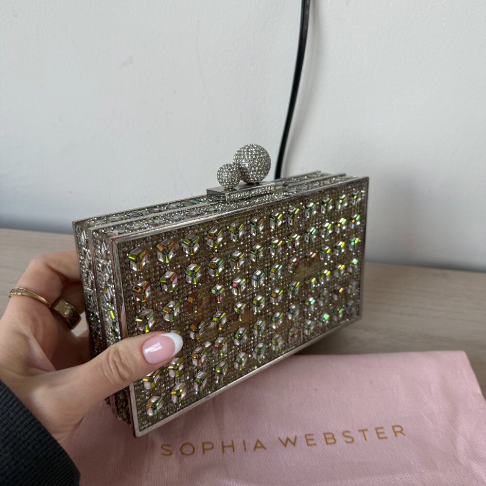 Sophia Webster Clara Clutch Box Bag Crystal Embellished - Picture 6 of 14